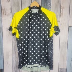 Shebeest Polkamania Devine Jersey Black Yellow Cycling Top Size XL